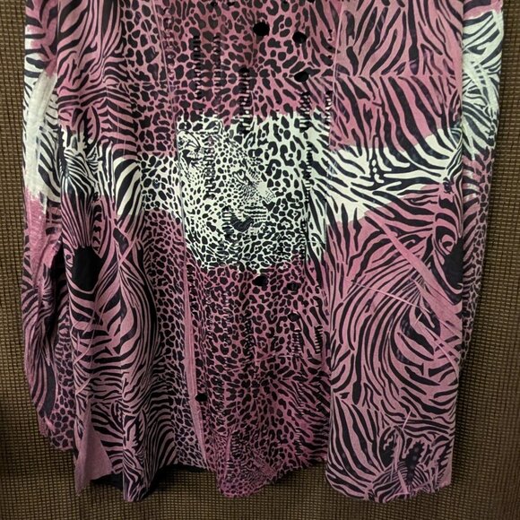 Picadilly Womans Size XL Purple White Animal Print Embellished Shrug B bbmiscand - Picture 6 of 6